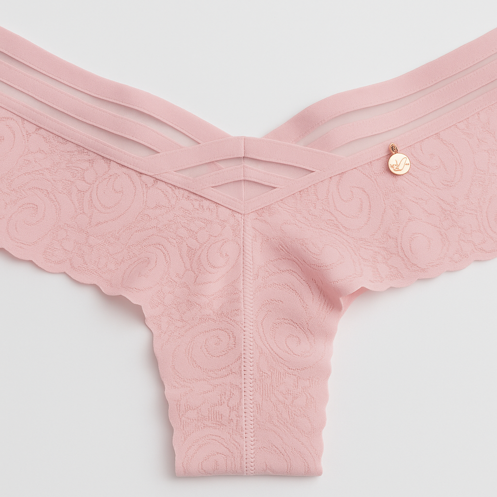 Tríada – Tanga (colaless) con tiras en V y encaje jacquard, invisible