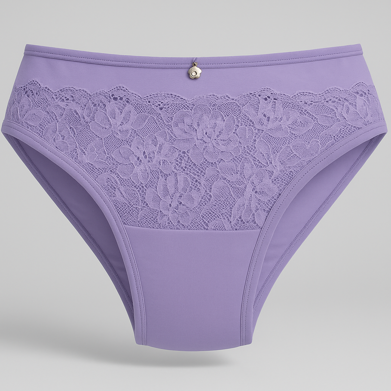 Lirio Lavanda – Panty (trusa) bikini lila con encaje, tiro medio