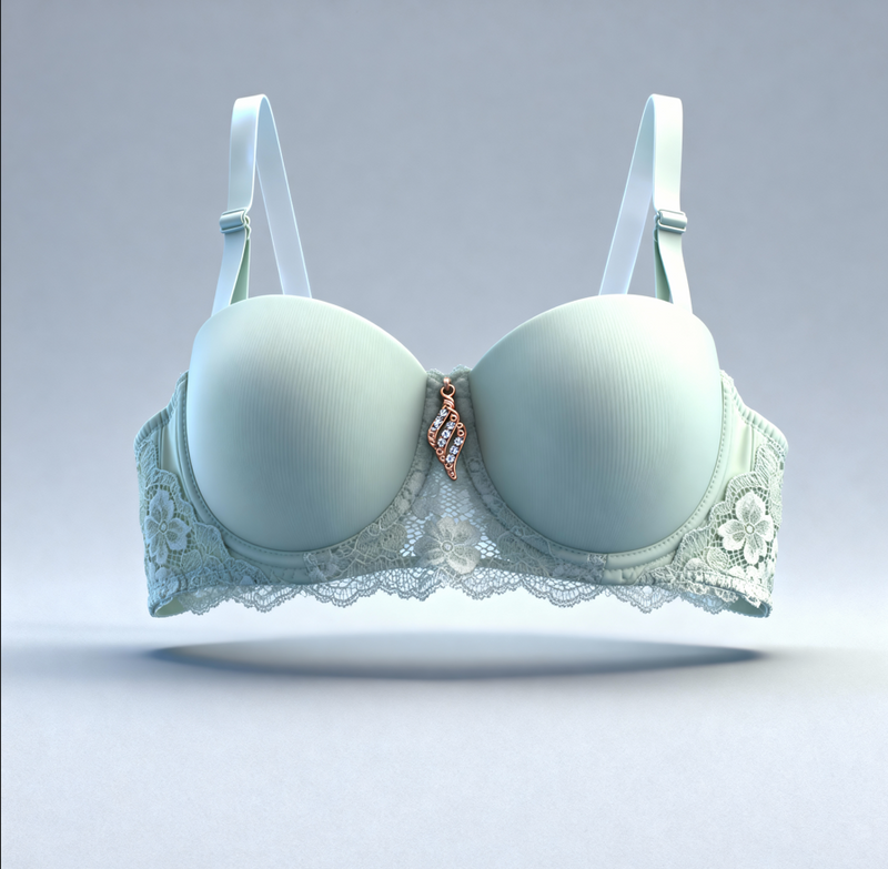 Serena Menta – Brasier verde menta con encaje y copa lisa (realce suave)