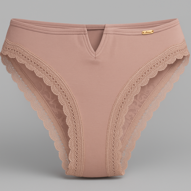 Vera – Panty (trusa) bikini con encaje y escote V, tiro medio