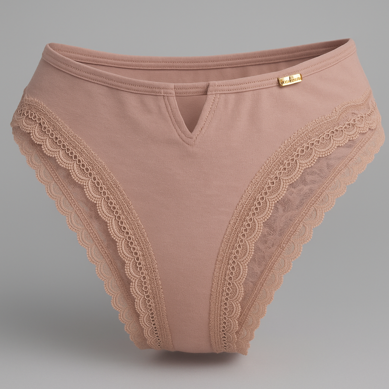 Vera – Panty (trusa) bikini con encaje y escote V, tiro medio