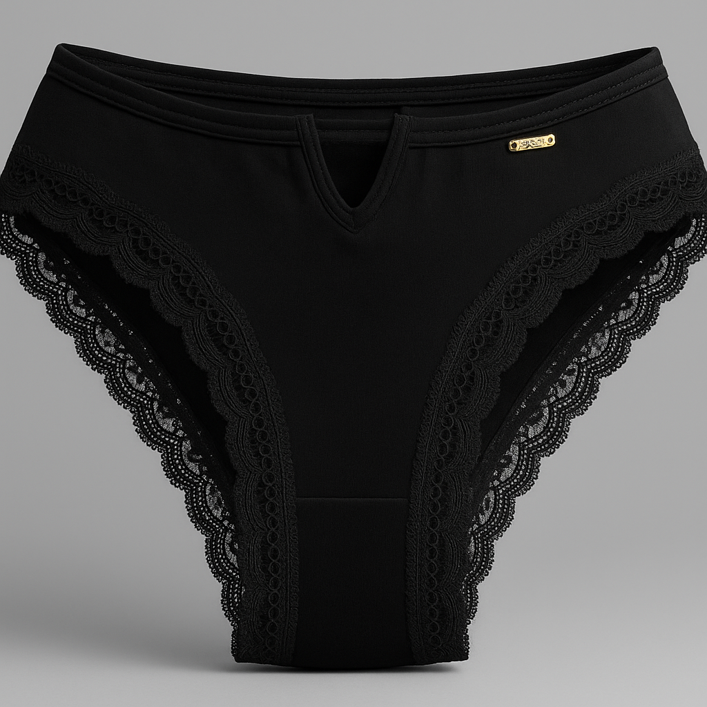 Vera – Panty (trusa) bikini con encaje y escote V, tiro medio